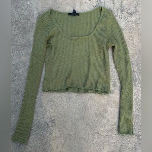 Olive Green Crop Long Sleeve